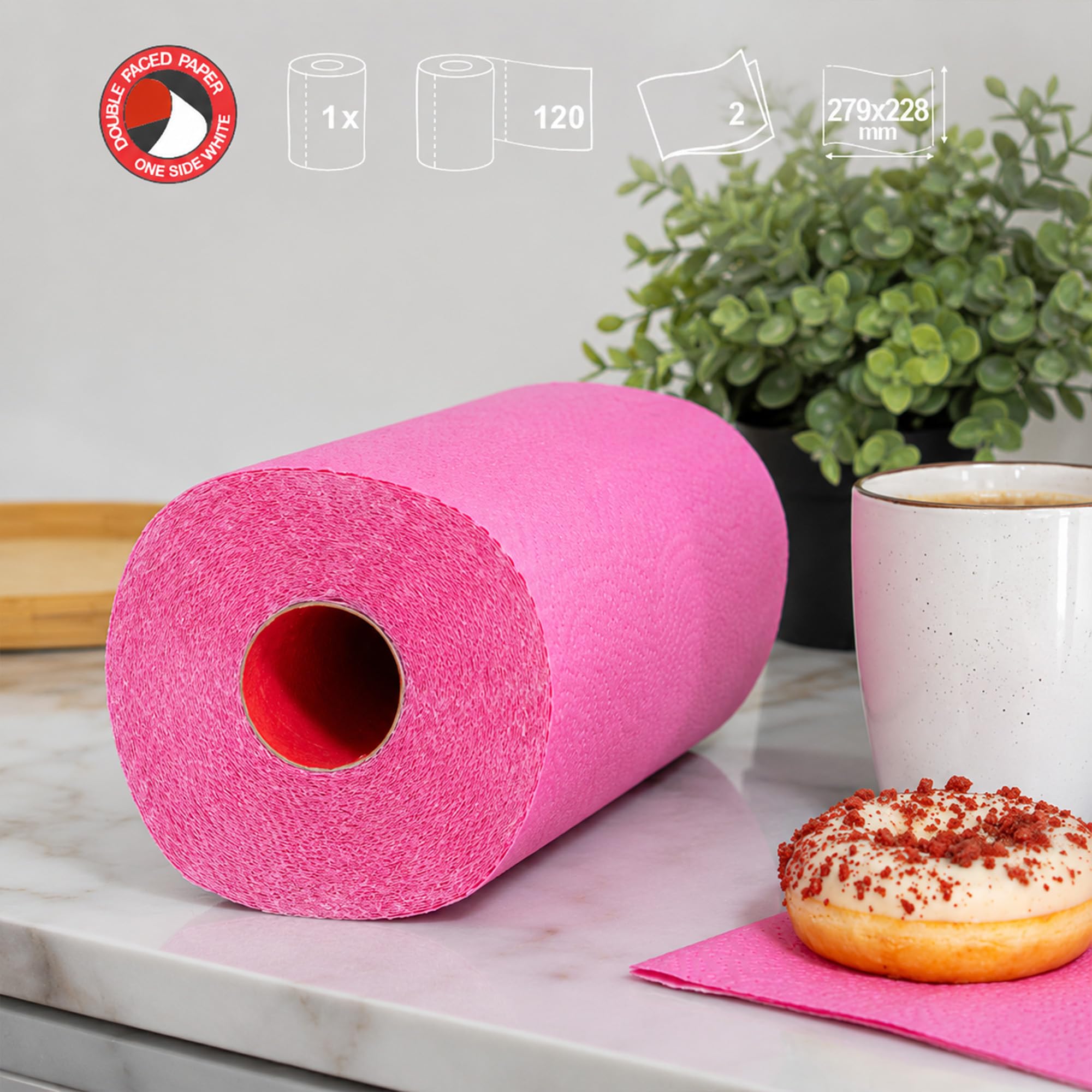 Renova Kitchen Roll Pink Paper Towel Küchenrolle 1 Rolle rosa