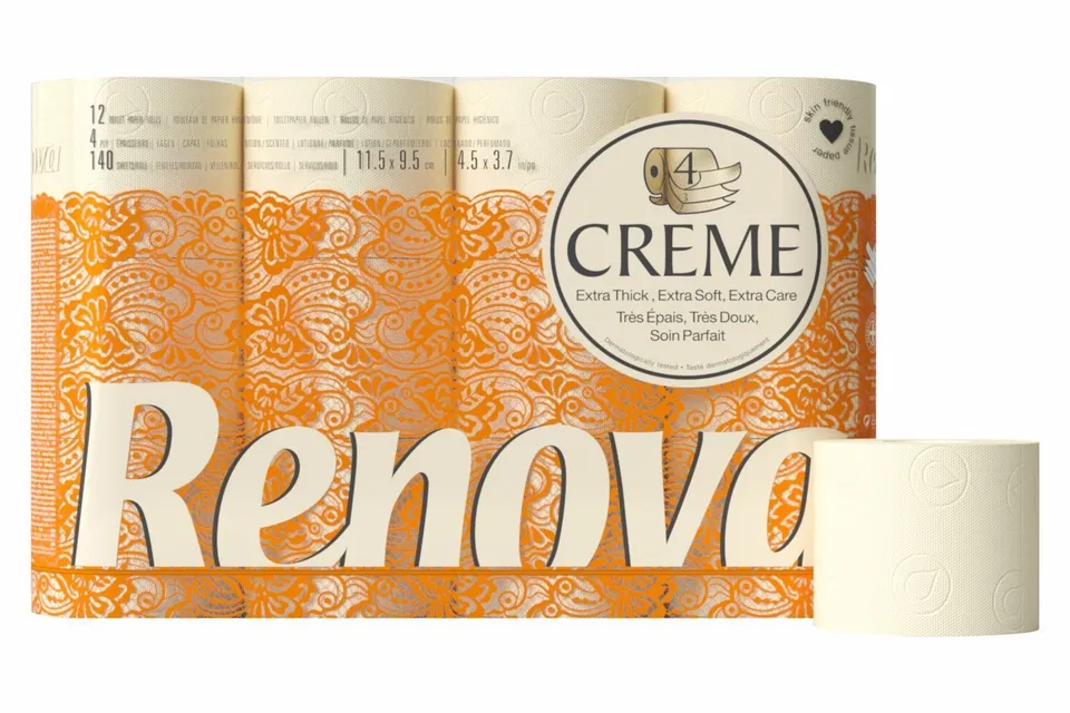 Renova Toilettenpapier 4-lagig Creme parfümiert 12 Rollen