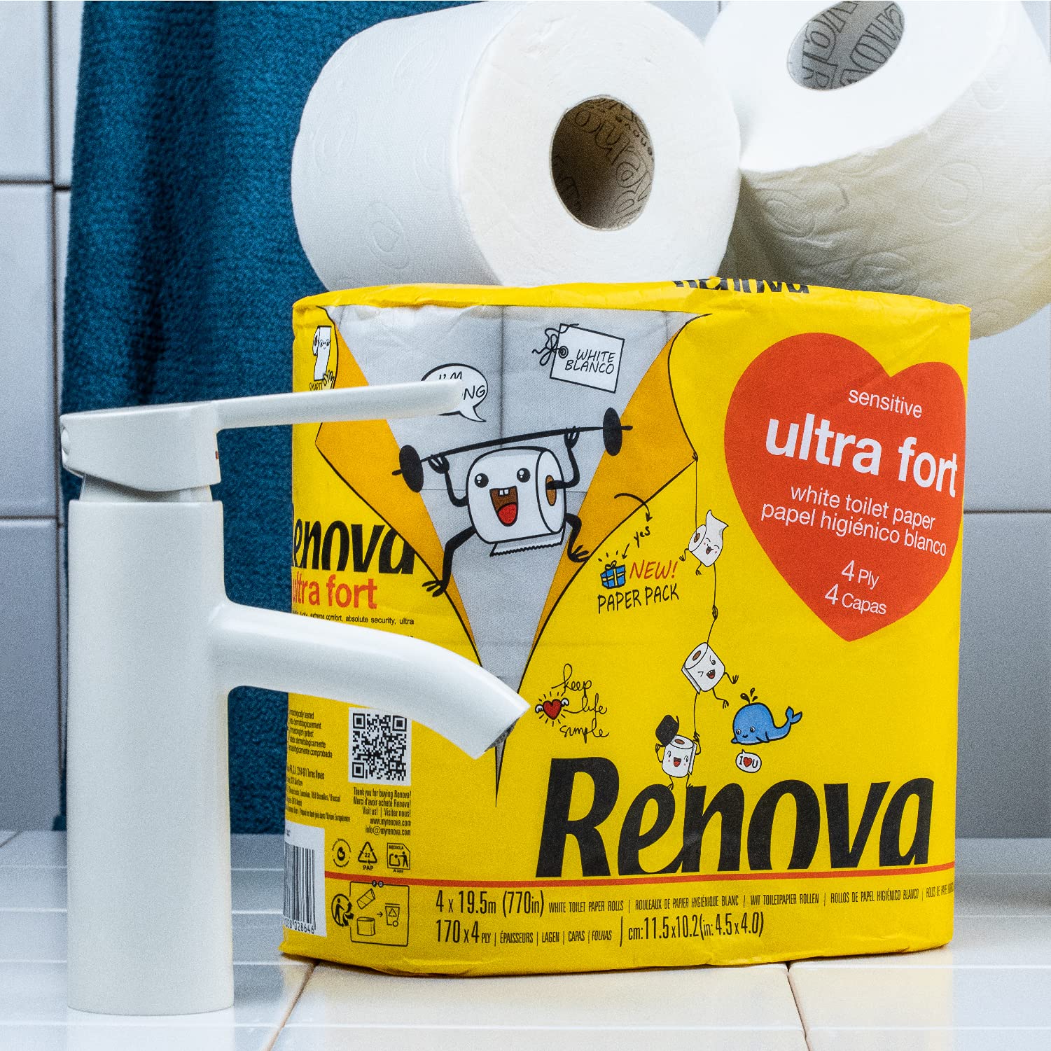 Renova ULTRA FORT Toilettenpapier Weiß, 4 Rollen, 4-lagig