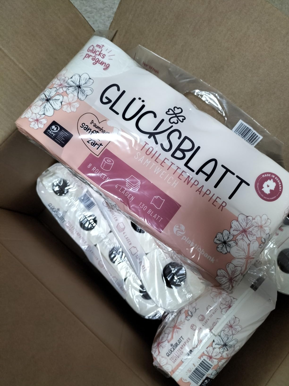 Glücksblatt Toilettenpapier samtweich, 48 Rollen, 4-lagig