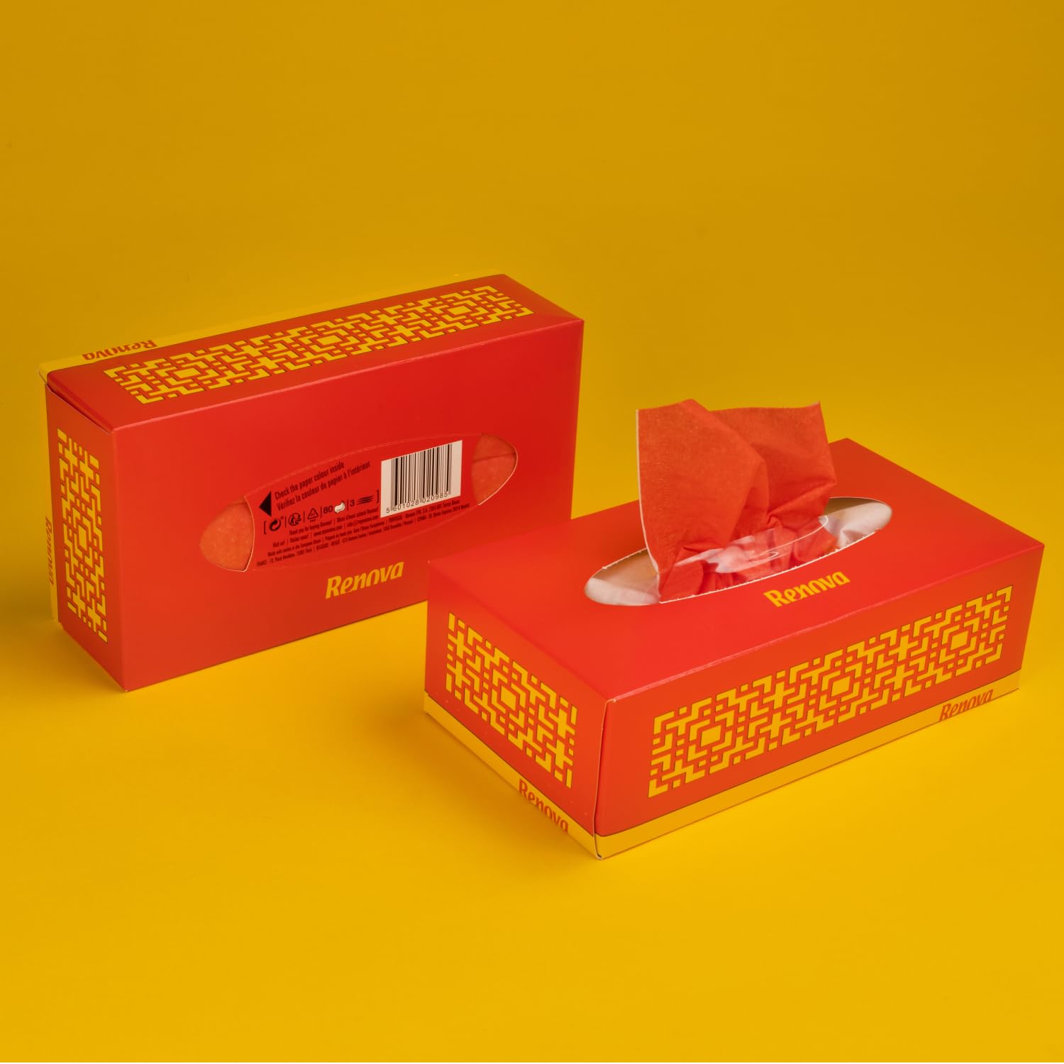 Renova Tissues RED Facial 80 Tissues Gesichtstücher, rot und 3-lagig
