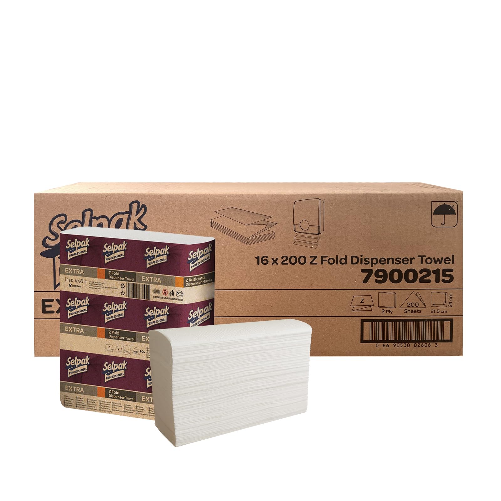 Selpak Paper Towels Professionelle Papierhandtücher Z-Falz, 16 Pack, 2-lagig