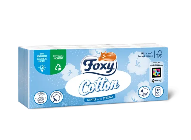 Foxy Cotton Taschentücher 10er-Pack, 4-lagig