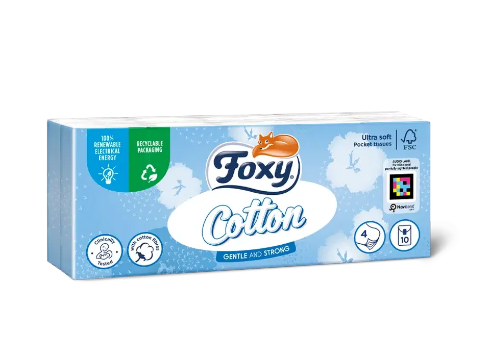 Foxy Cotton Taschentücher 10er-Pack, 4-lagig