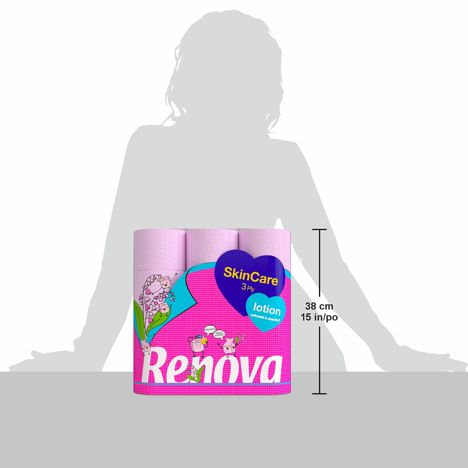 Renova SkinCare Lotion Toilettenpapier rosa, 12 Rollen, lotioniert