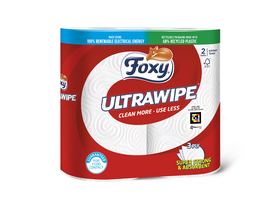 Foxy Ultrawipe Küchenrolle 2 Rollen 3-lagig extra saugfähig