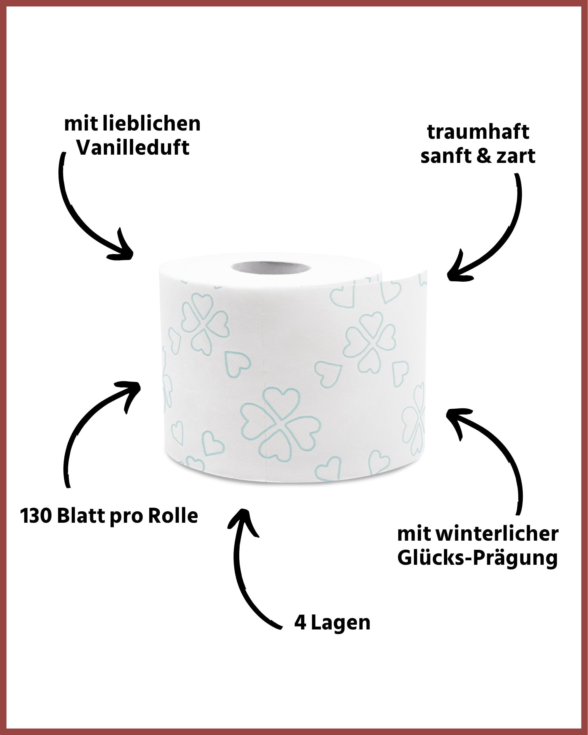 Glücksblatt Toilettenpapier samtweich 4-lagig, 56 Rollen, Vanilleduft