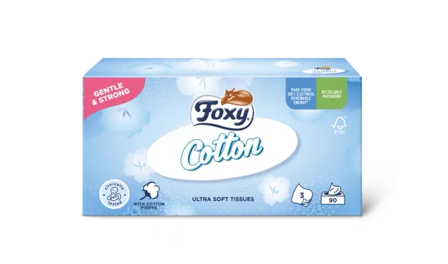 Foxy Cotton Taschentücher mit Baumwollfasern 60 Stück 3-lagig