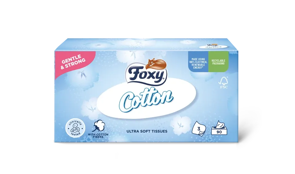 Foxy Cotton Taschentücher mit Baumwollfasern 60 Stück 3-lagig