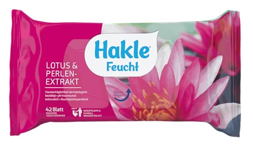 Hakle Feucht Lotus & Perlenextrakt, feuchtes Toilettenpapier, 12 Packungen