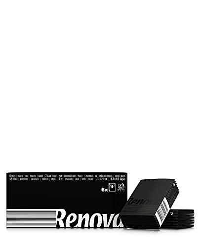 Renova Tissues Schwarze Kompakt Taschentücher 6 Päckchen, schwarz