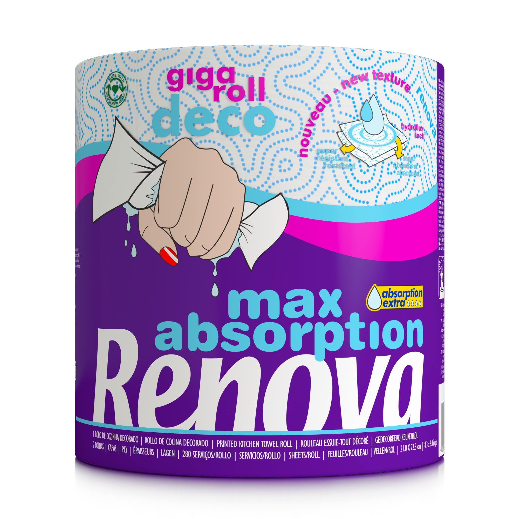 Renova Kitchen Roll Gigaroll Deco Küchenrolle Large, 1 Rolle, 280 Blatt