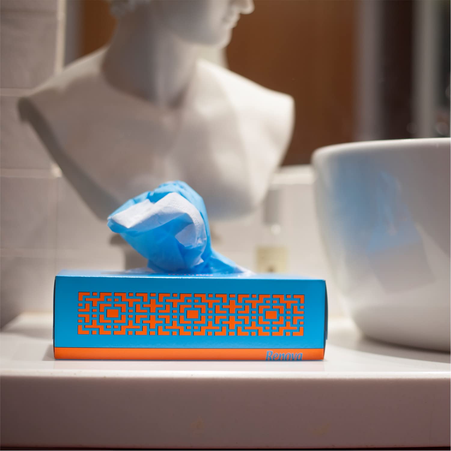 Renova Tissues Blue Facial Taschentücher, 80 Stück, 3-lagig