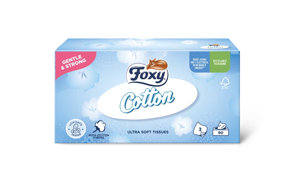 Foxy Cotton Taschentücher mit Baumwollfasern 60 Stück 3-lagig