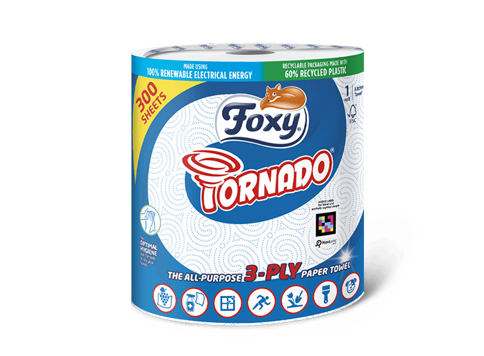 Foxy Tornado Küchenrolle 1 Rolle 300 Blatt 3-lagig