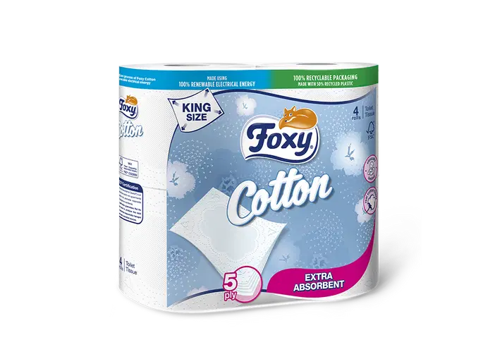 Foxy Cotton Toilettenpapier 6 Rollen mit Baumwollfasern