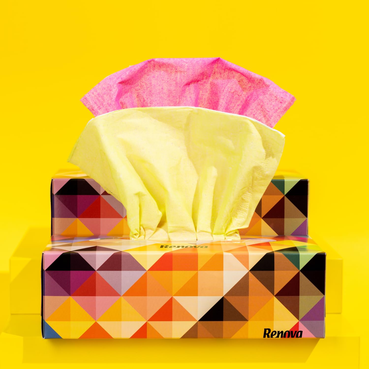 Renova Tissues TWO COLOUR Facial Taschentücher, 80 Stück, 3-lagig