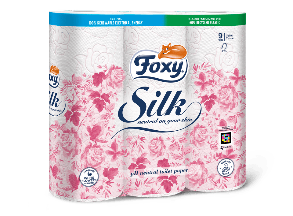 Foxy Silk Toilettenpapier 9 Rollen extra weich mit Blumenduft