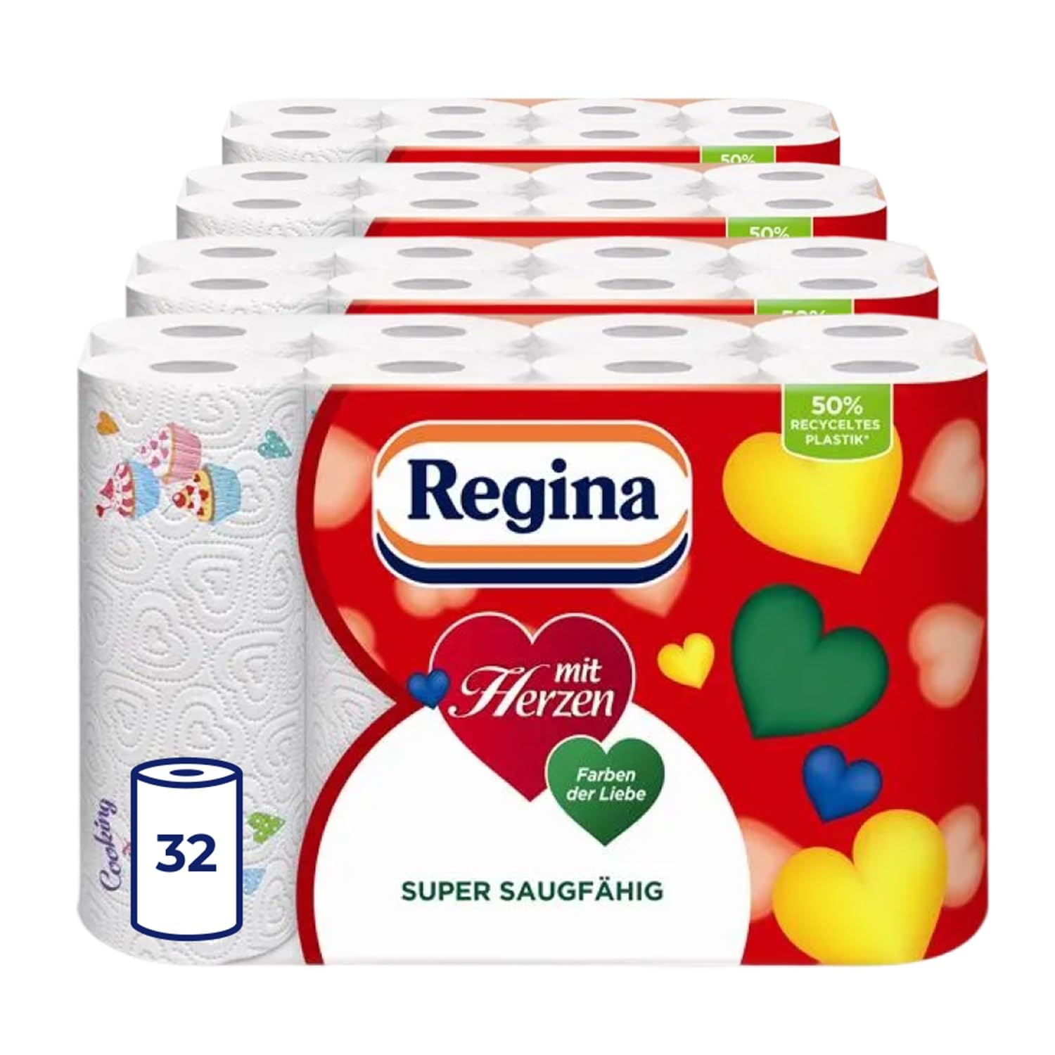 Regina mit Herzen Haushaltstücher Küchenpapier 8 Rollen, 3-lagig