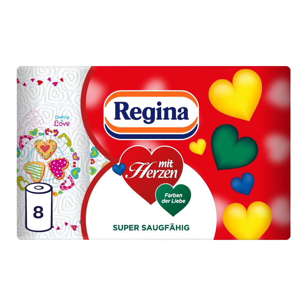 Regina mit Herzen Haushaltstücher Küchenpapier 8 Rollen, 3-lagig