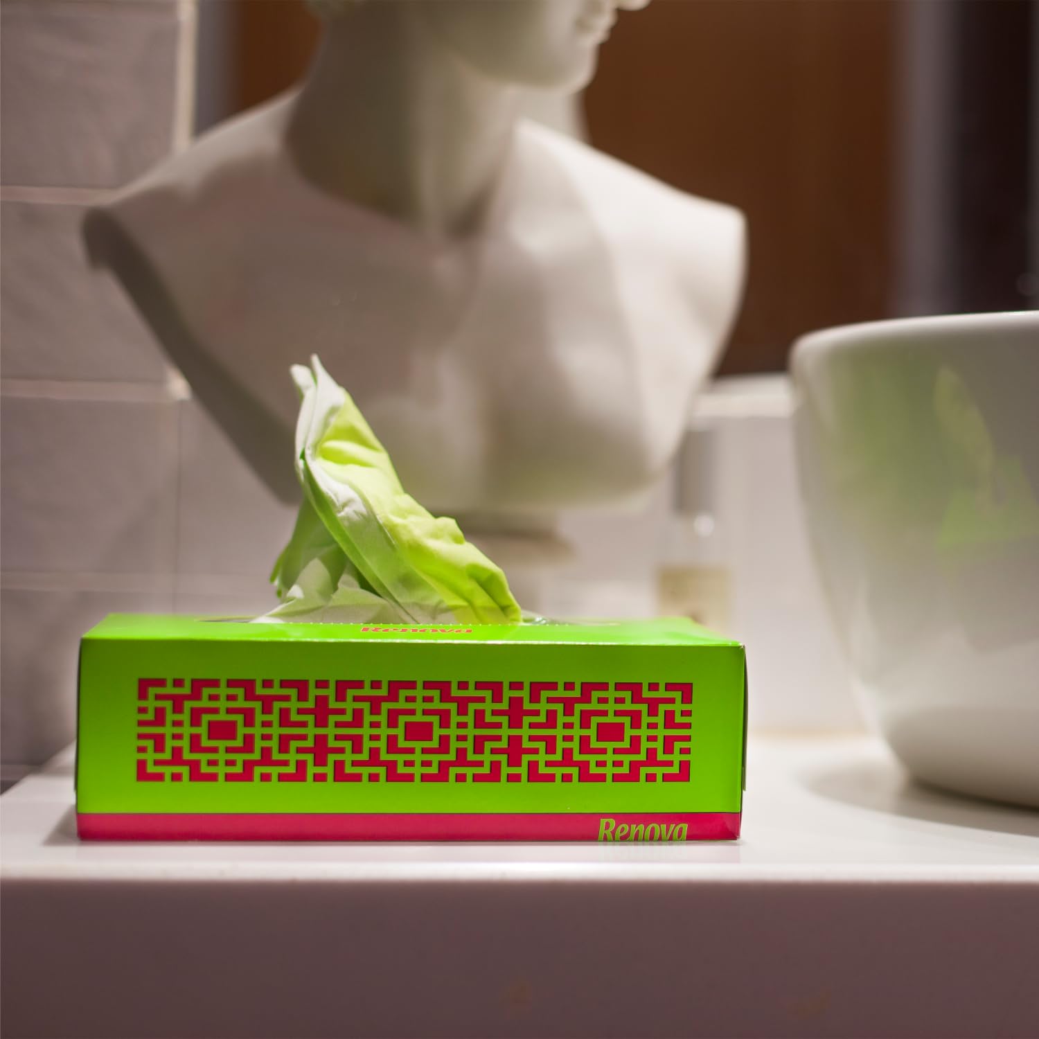 Renova Tissues GREEN Facial 80 Tissues Gesichtstücher, grün, 3-lagig