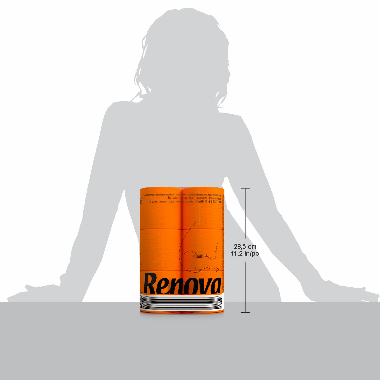 Renova Toilet Paper Orange Regular 6 200064519 Toilettenpapier 6 Rollen orange