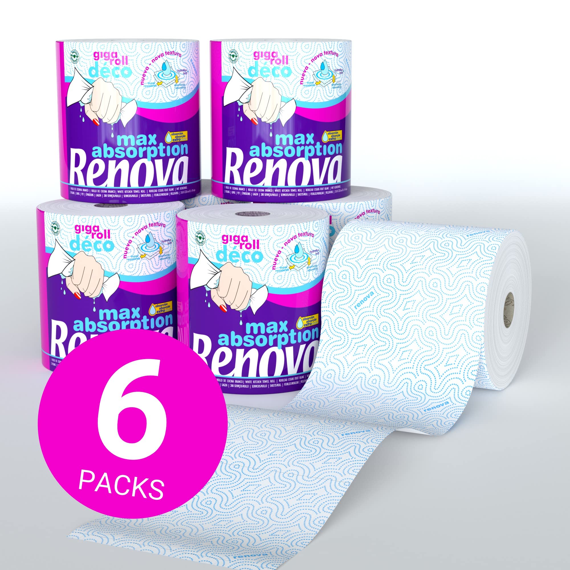 Renova Kitchen Roll Gigaroll Deco Küchenrolle Large, 1 Rolle, 280 Blatt