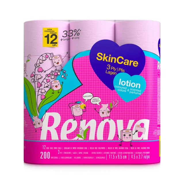Renova SkinCare Lotion Toilettenpapier rosa, 12 Rollen, lotioniert