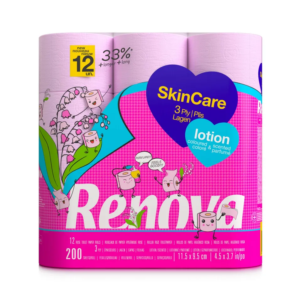 Renova SkinCare Lotion Toilettenpapier rosa, 12 Rollen, lotioniert