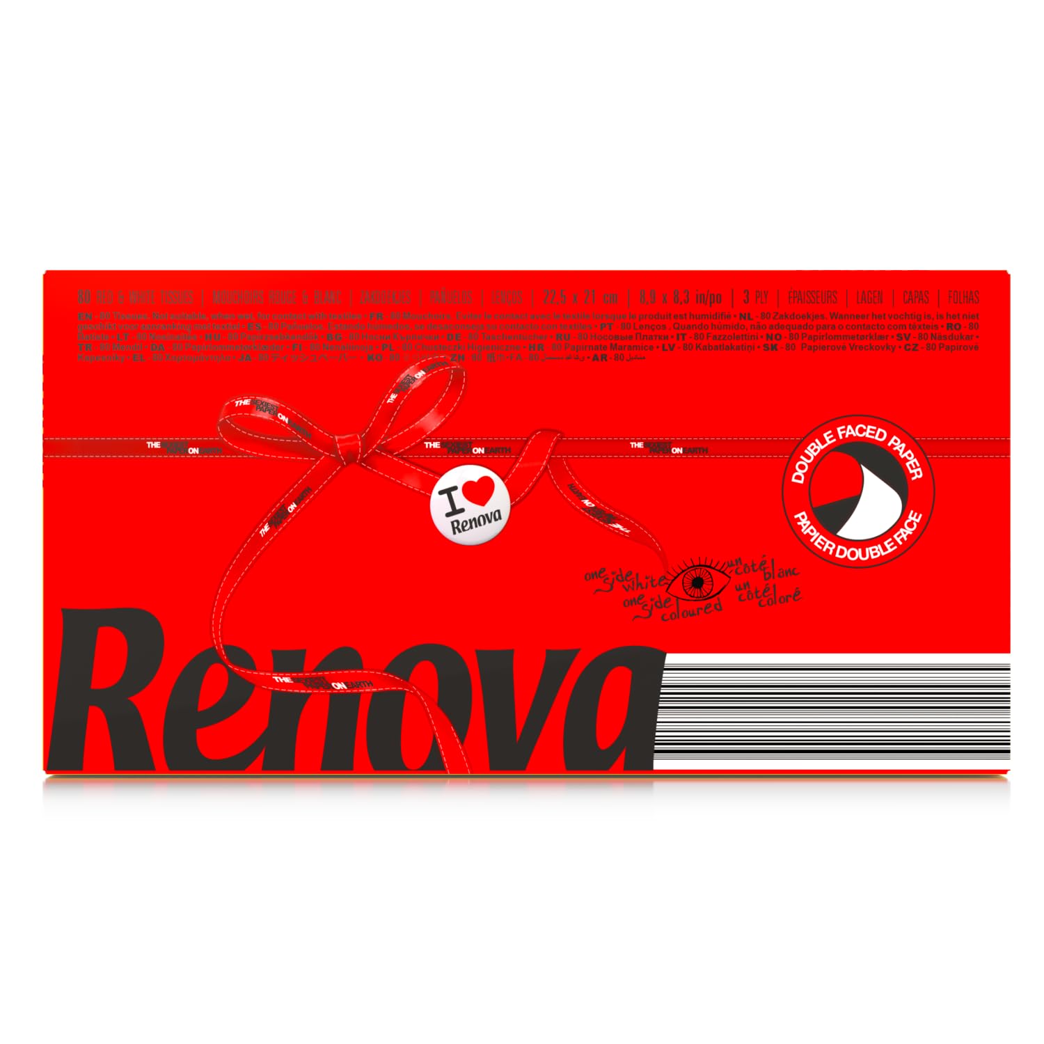 Renova Tissues RED Facial 80 Tissues Gesichtstücher, rot und 3-lagig