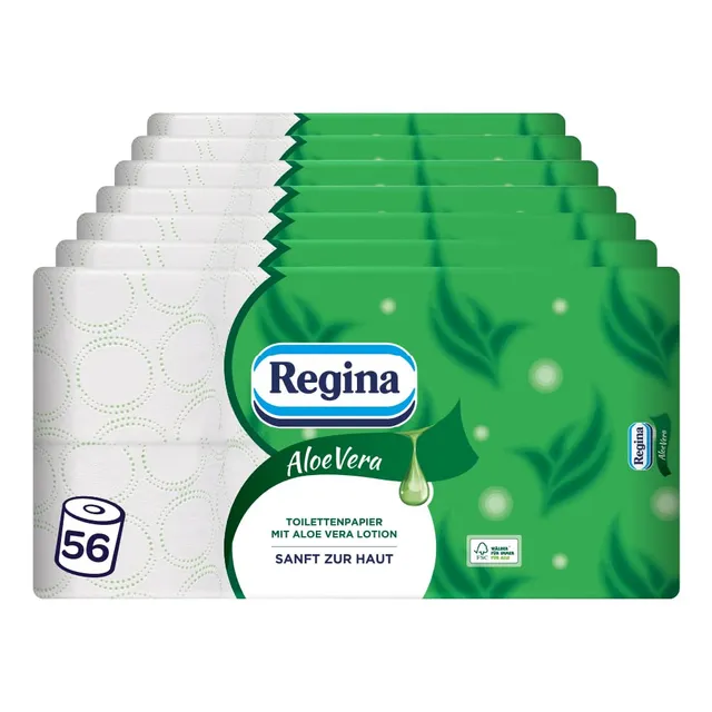 Regina Aloe Vera 56 Rollen Toilettenpapier, 3-lagig mit Aloe-Vera-Duft