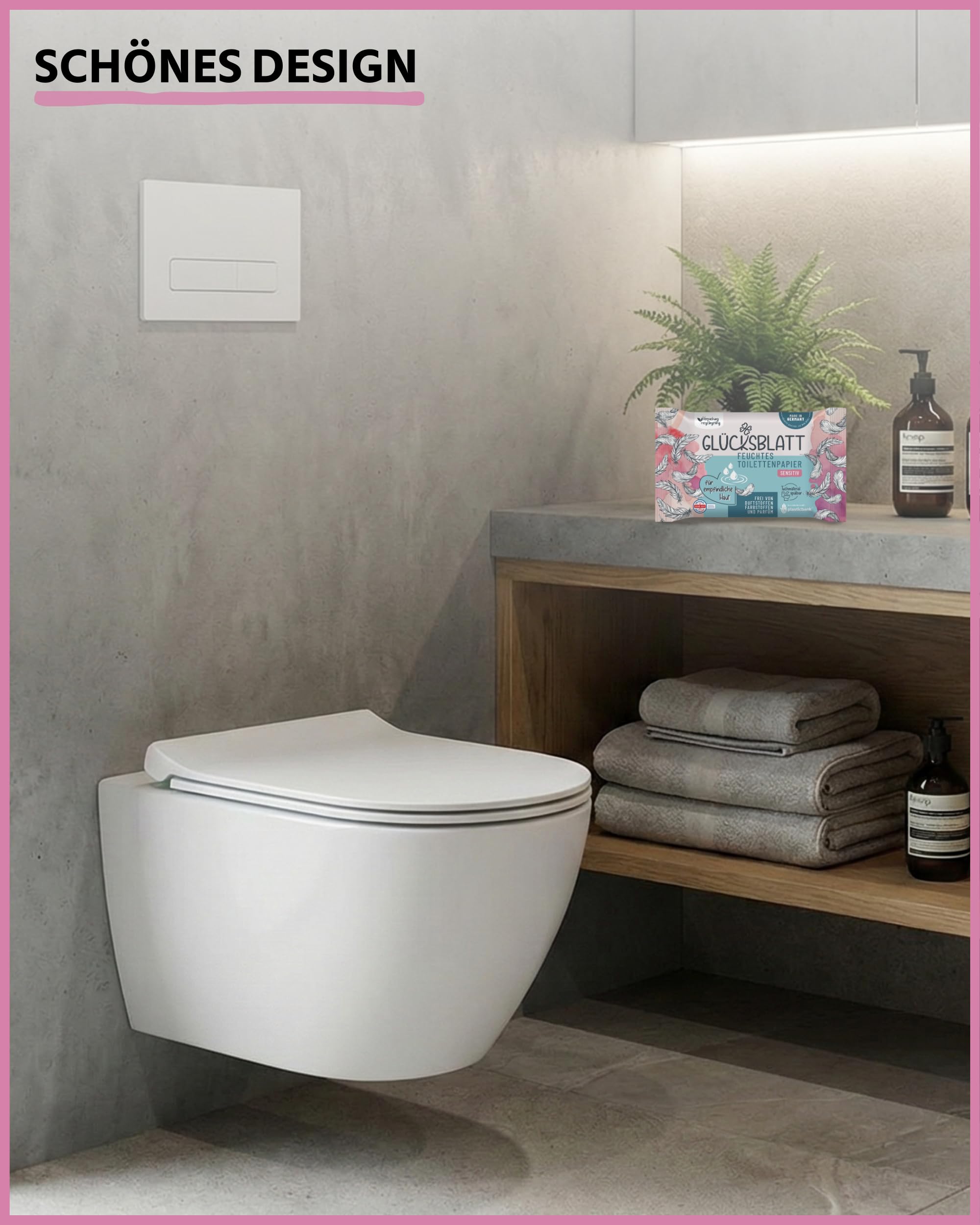 Glücksblatt Tücher Sensitiv feuchtes Toilettenpapier 12 × 42 parfümfrei