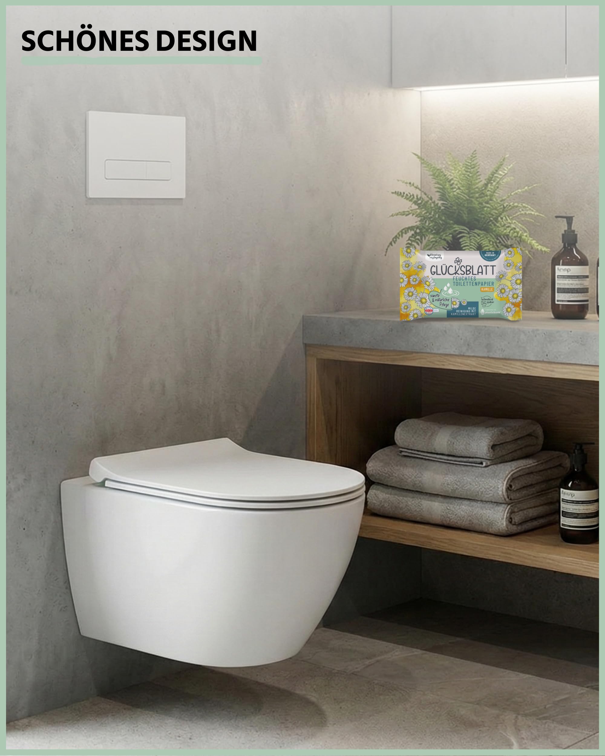 Glücksblatt Tücher Kamille feuchtes Toilettenpapier 12 × 42 Tücher