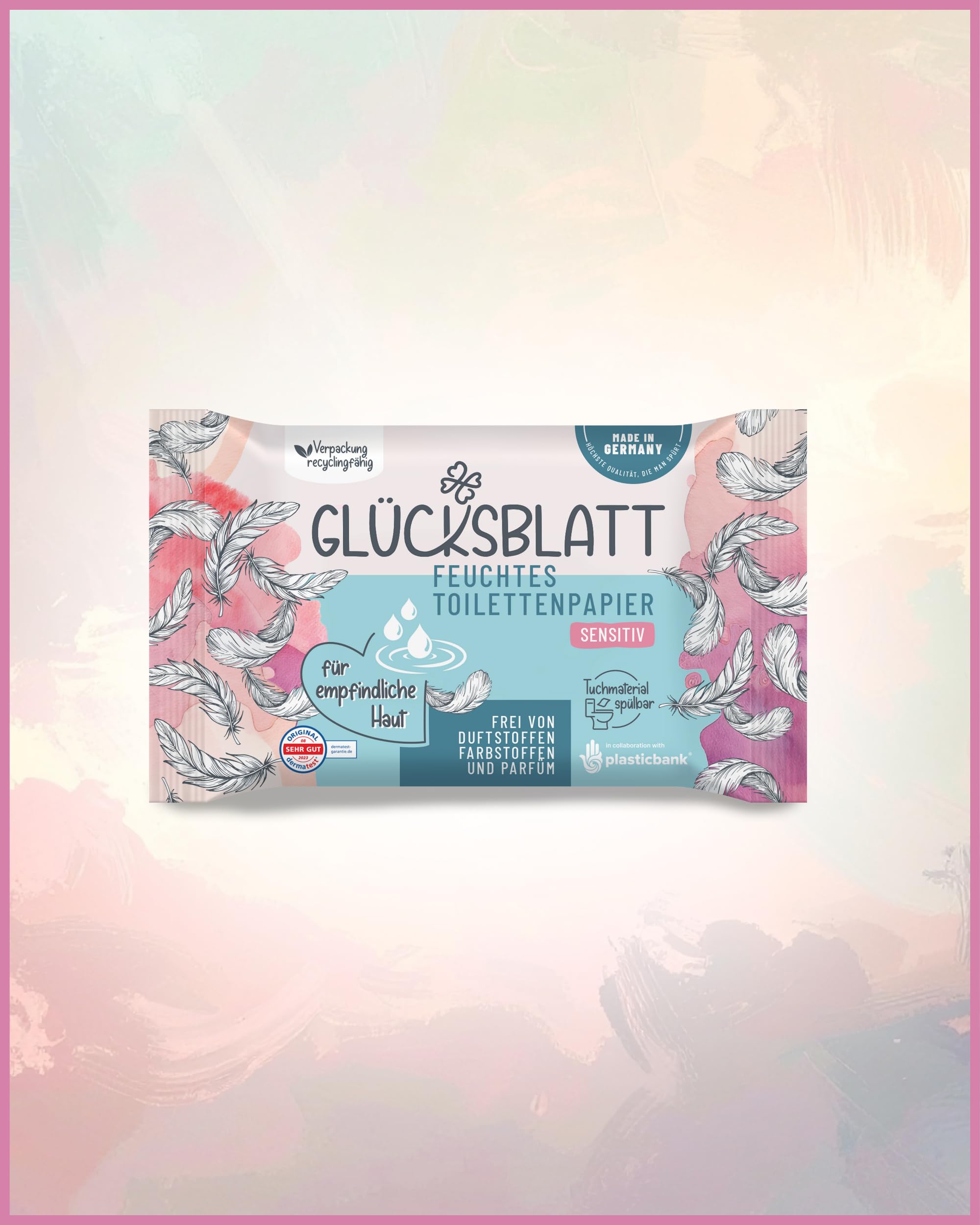 Glücksblatt Tücher Sensitiv feuchtes Toilettenpapier 12 × 42 parfümfrei