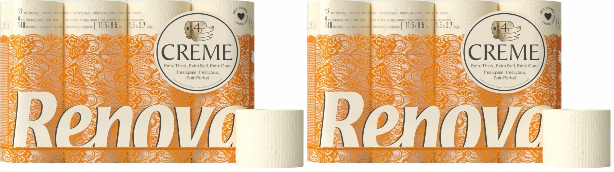 Renova Toilettenpapier 4-lagig Creme parfümiert 12 Rollen