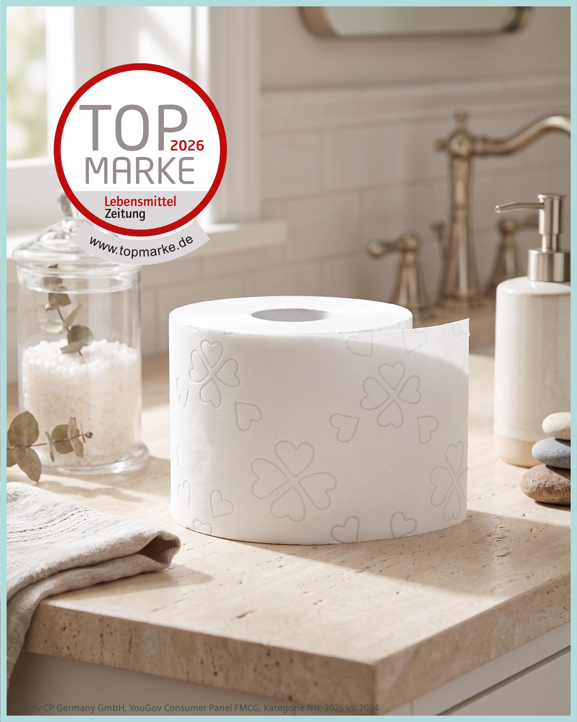 Glücksblatt Toilettenpapier Klassisch Weiß 48 Rollen, 3-lagig