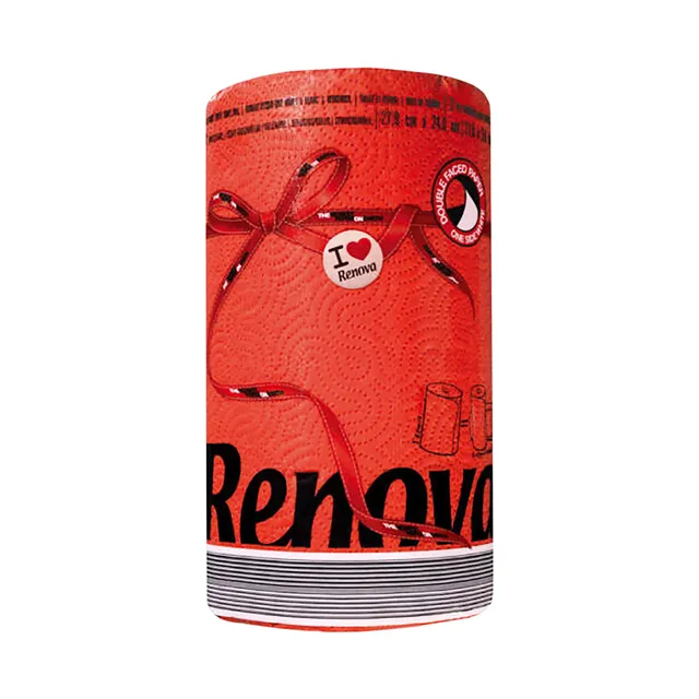 Renova Kitchen Roll RED Küchenrolle, Rot, 1 Rolle, 120 Blatt