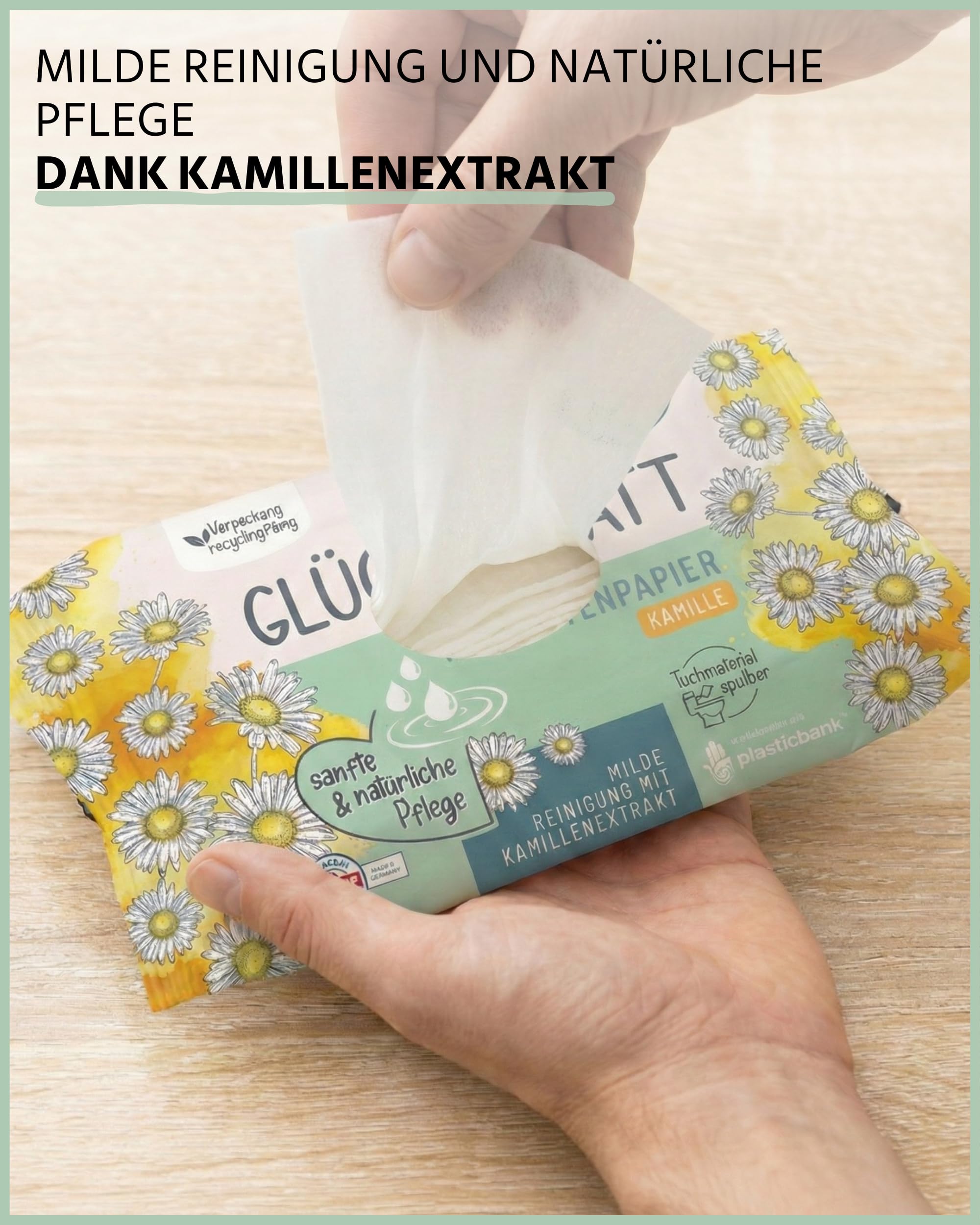 Glücksblatt Tücher Kamille feuchtes Toilettenpapier 12 × 42 Tücher