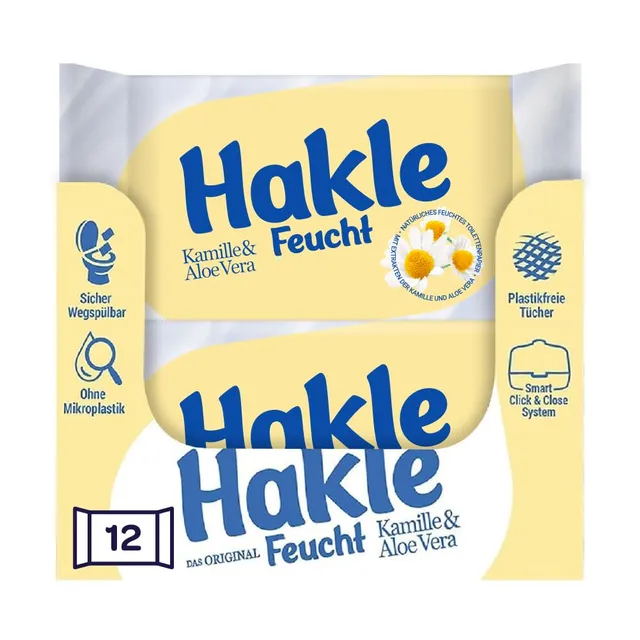 Hakle Kamille & Aloe Vera feuchtes Toilettenpapier, 12 Packungen