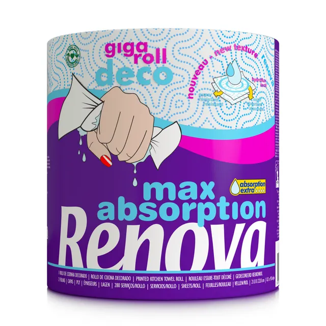 Renova Kitchen Roll Gigaroll Deco Küchenrolle Large, 1 Rolle, 280 Blatt