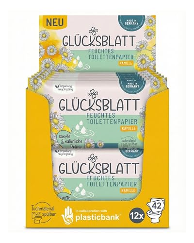 Glücksblatt Tücher Kamille feuchtes Toilettenpapier 12 × 42 Tücher