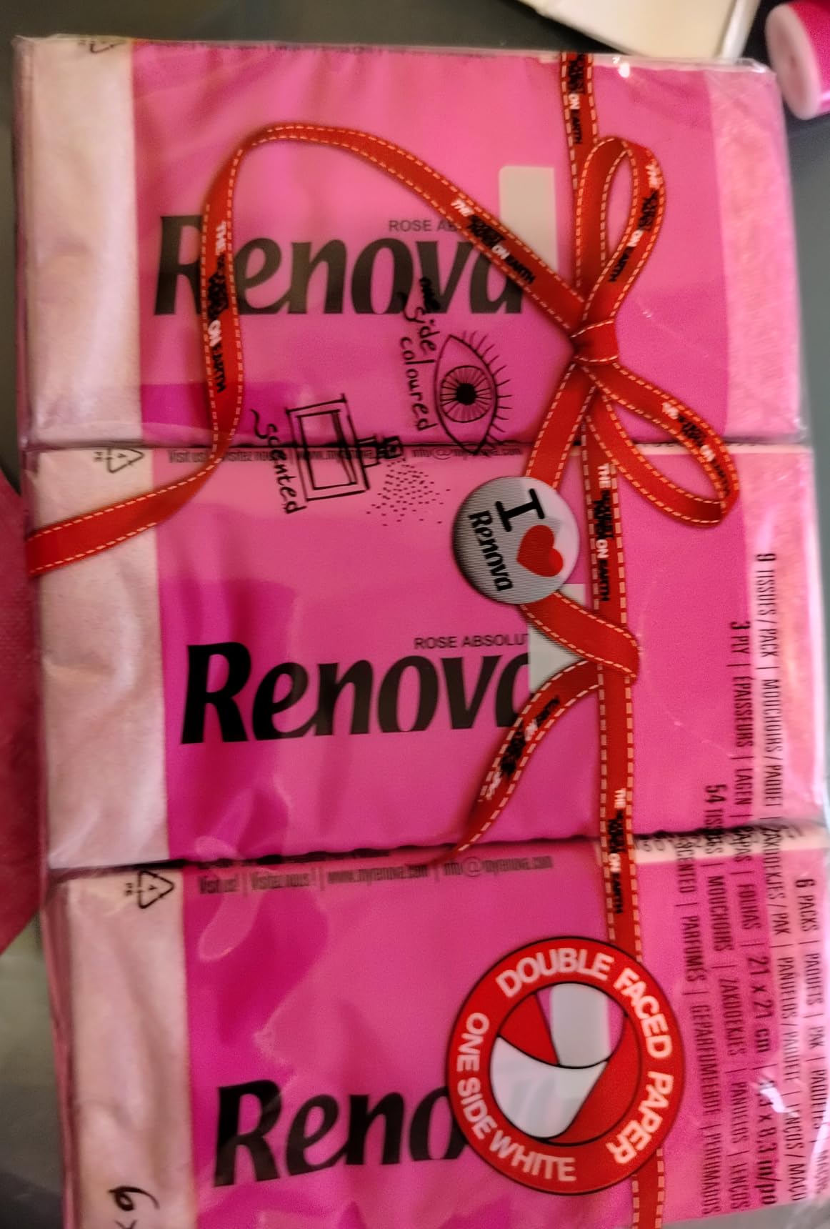 Renova Tissues Red Label Taschentücher, blau, Blaubeerkuchen-Duft, 6 Packungen
