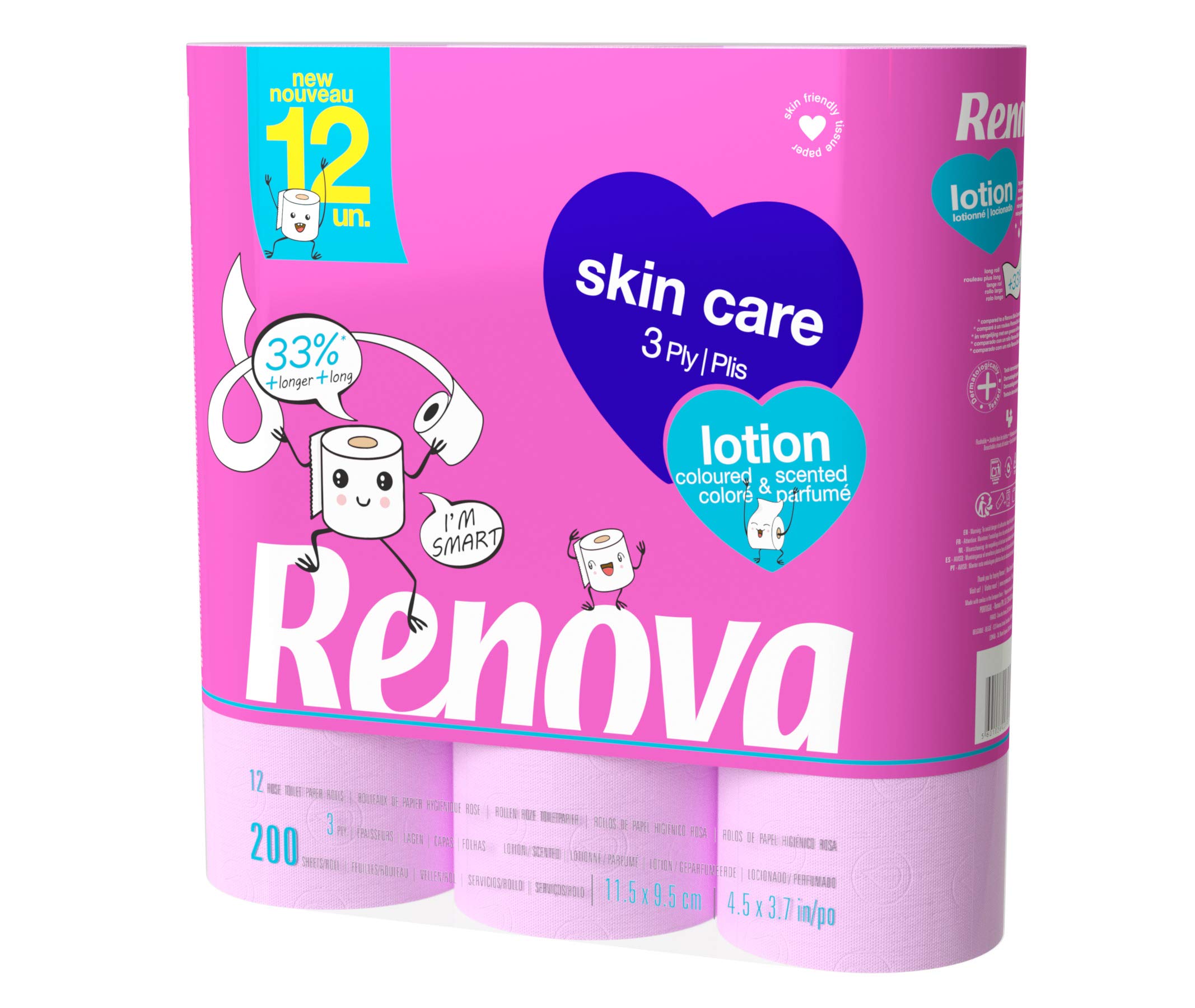 Renova SkinCare Lotion Toilettenpapier rosa, 12 Rollen, lotioniert