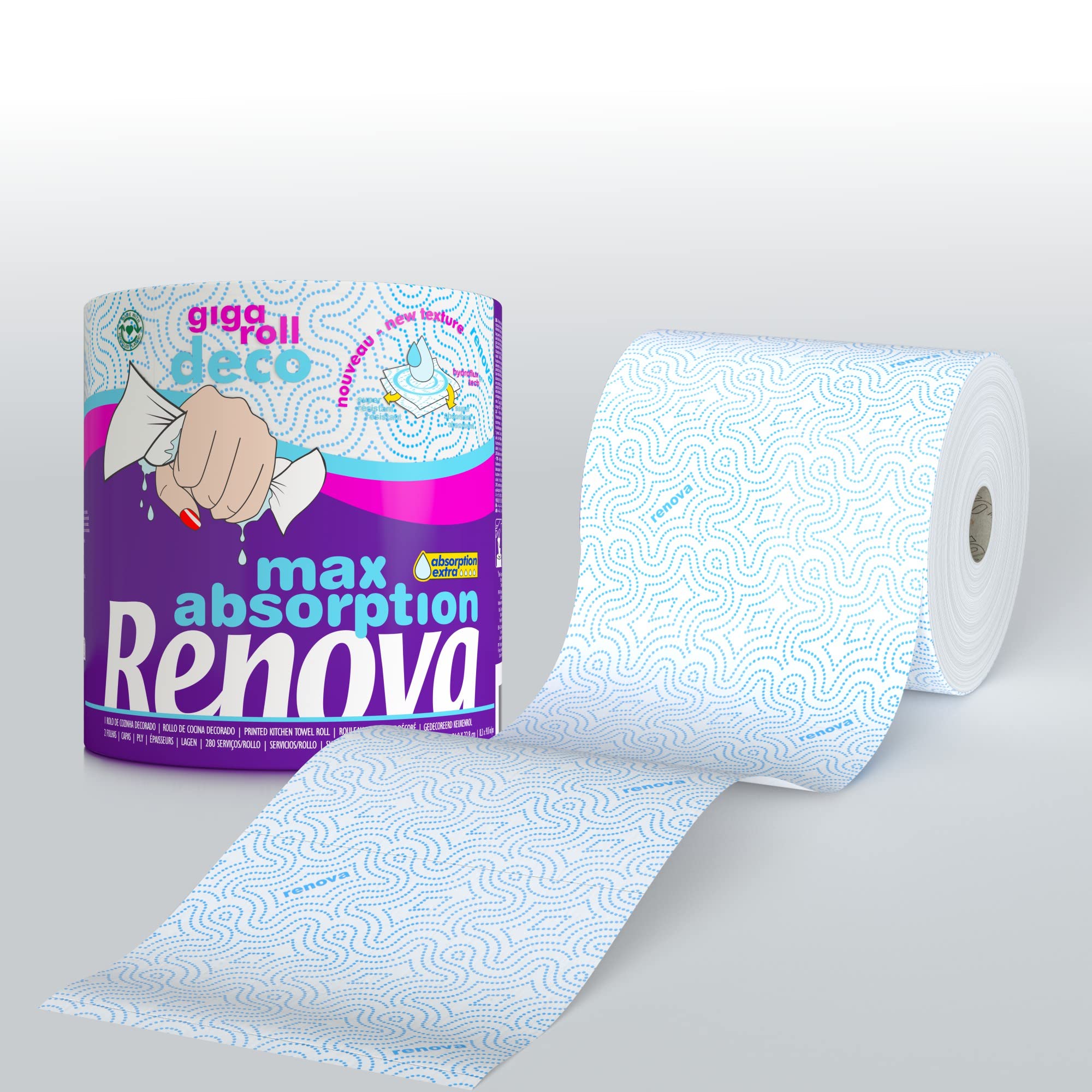 Renova Kitchen Roll Gigaroll Deco Küchenrolle Large, 1 Rolle, 280 Blatt