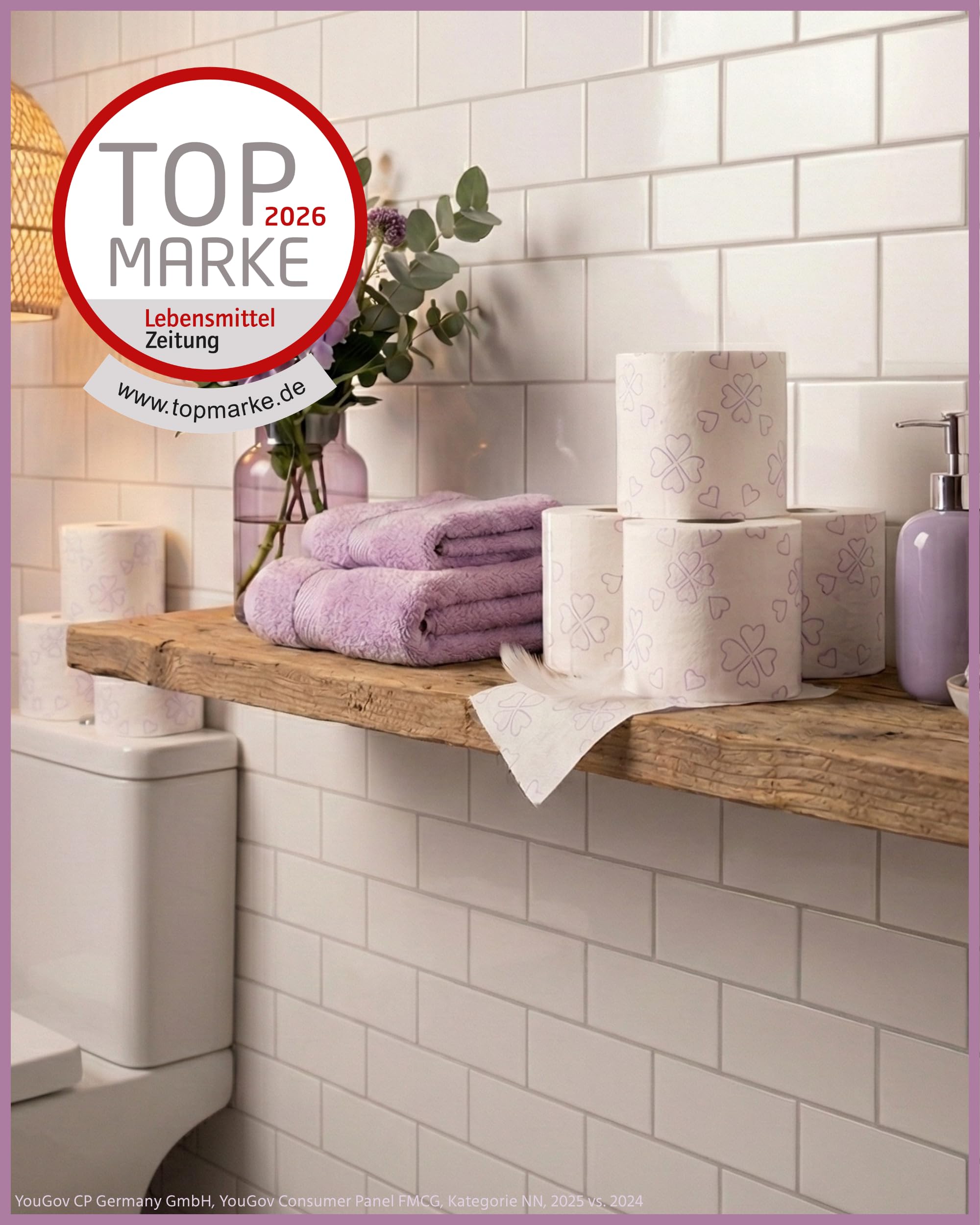 Glücksblatt Toilettenpapier, 56 Rollen, 130 Blatt, 4-lagig mit Blütenduft