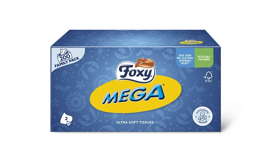 Foxy Mega Kosmetiktücher 200er-Pack, Familienpackung