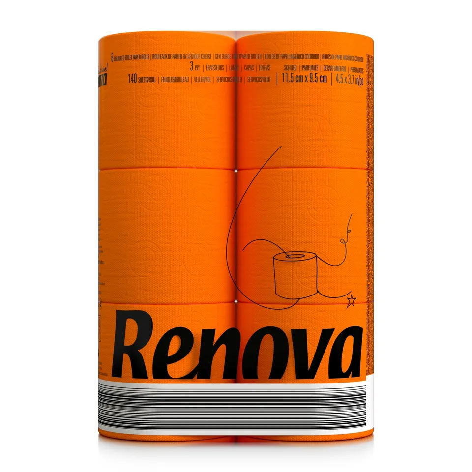 Renova Toilet Paper Orange Regular 6 200064519 Toilettenpapier 6 Rollen orange