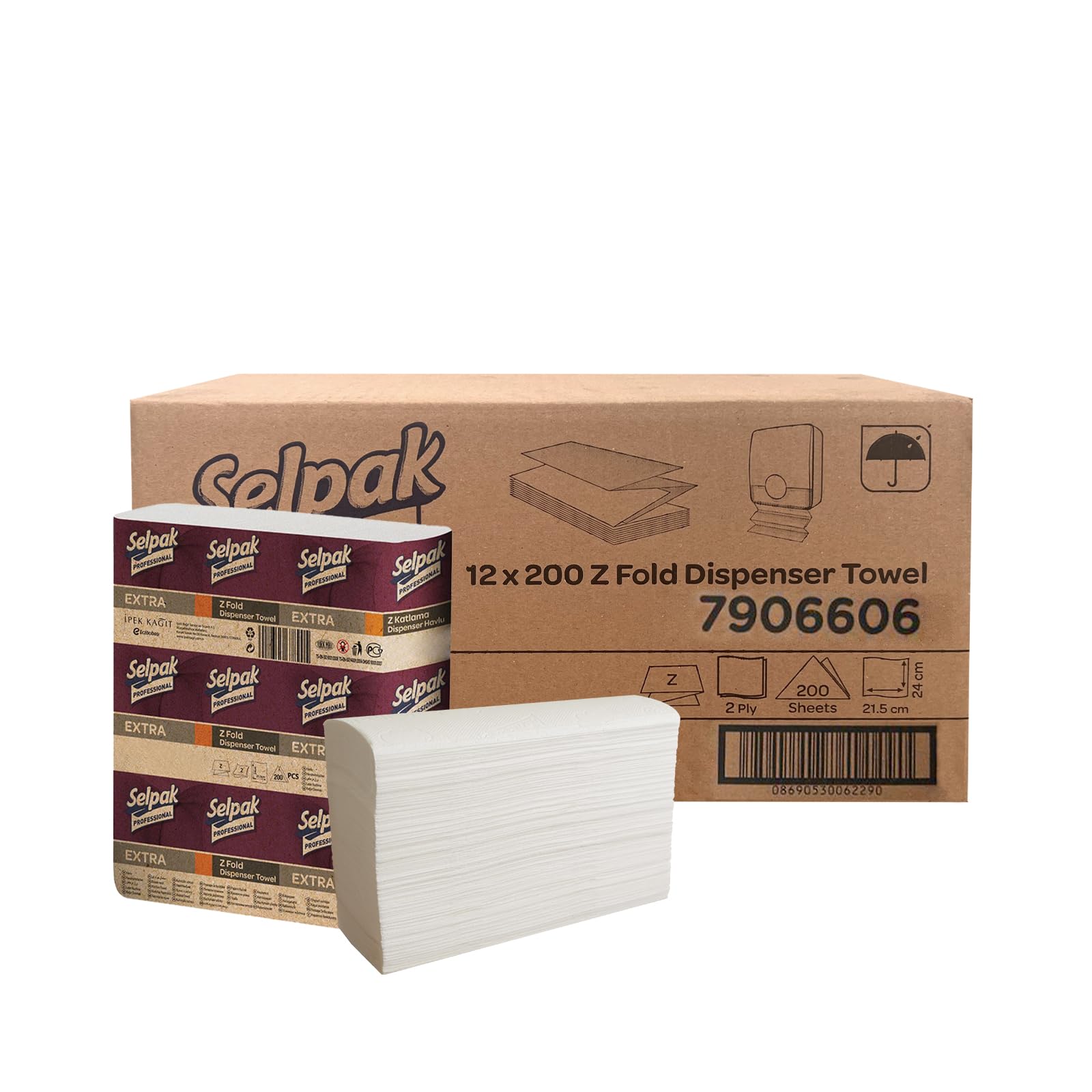 Selpak Professionelle Papierhandtücher Z-Falz 2400 Stück, 2-lagig