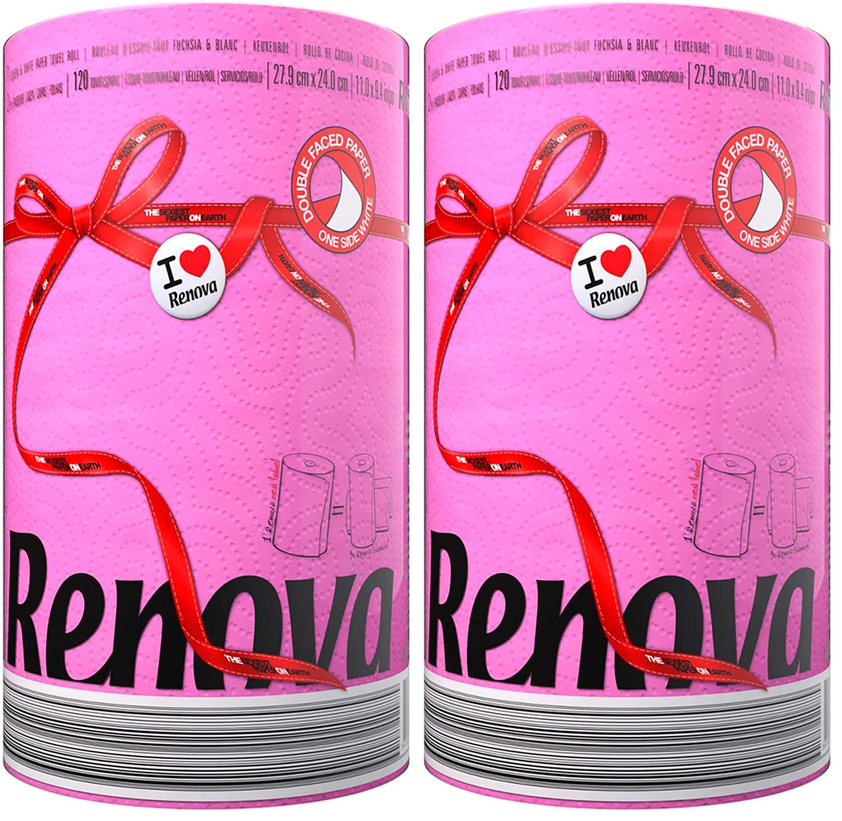 Renova Kitchen Roll Pink Paper Towel Küchenrolle 1 Rolle rosa