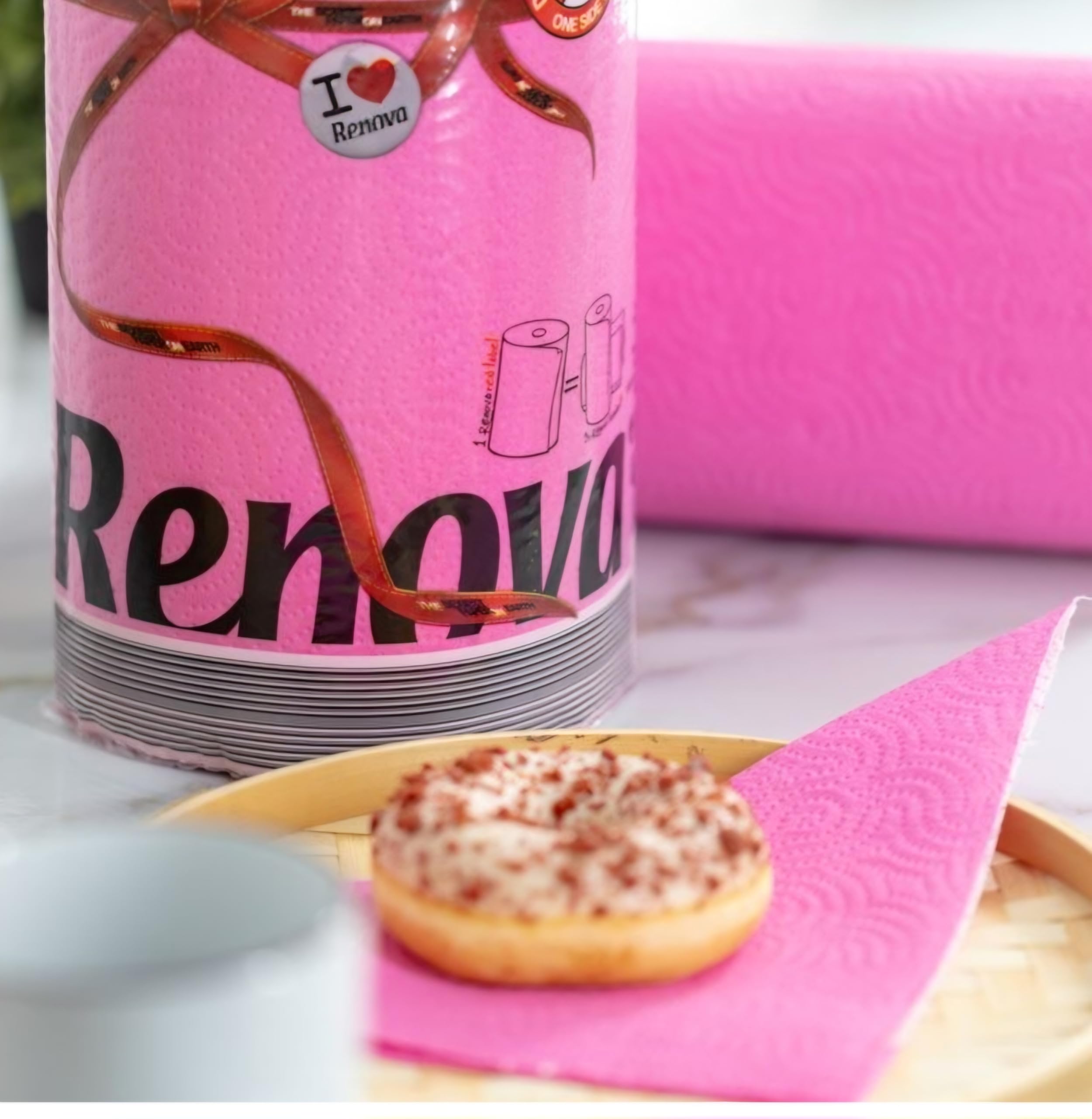 Renova Kitchen Roll Pink Paper Towel Küchenrolle 1 Rolle rosa